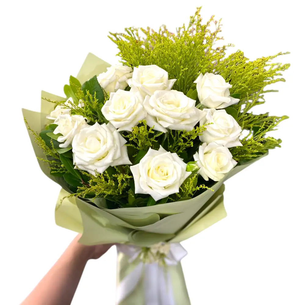 11 Adet Beyaz Gül Buketi