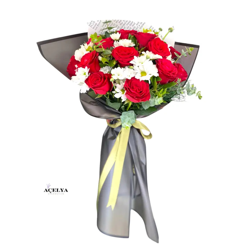 13 Adet Kırmızı Gül ve Papatya Buketi