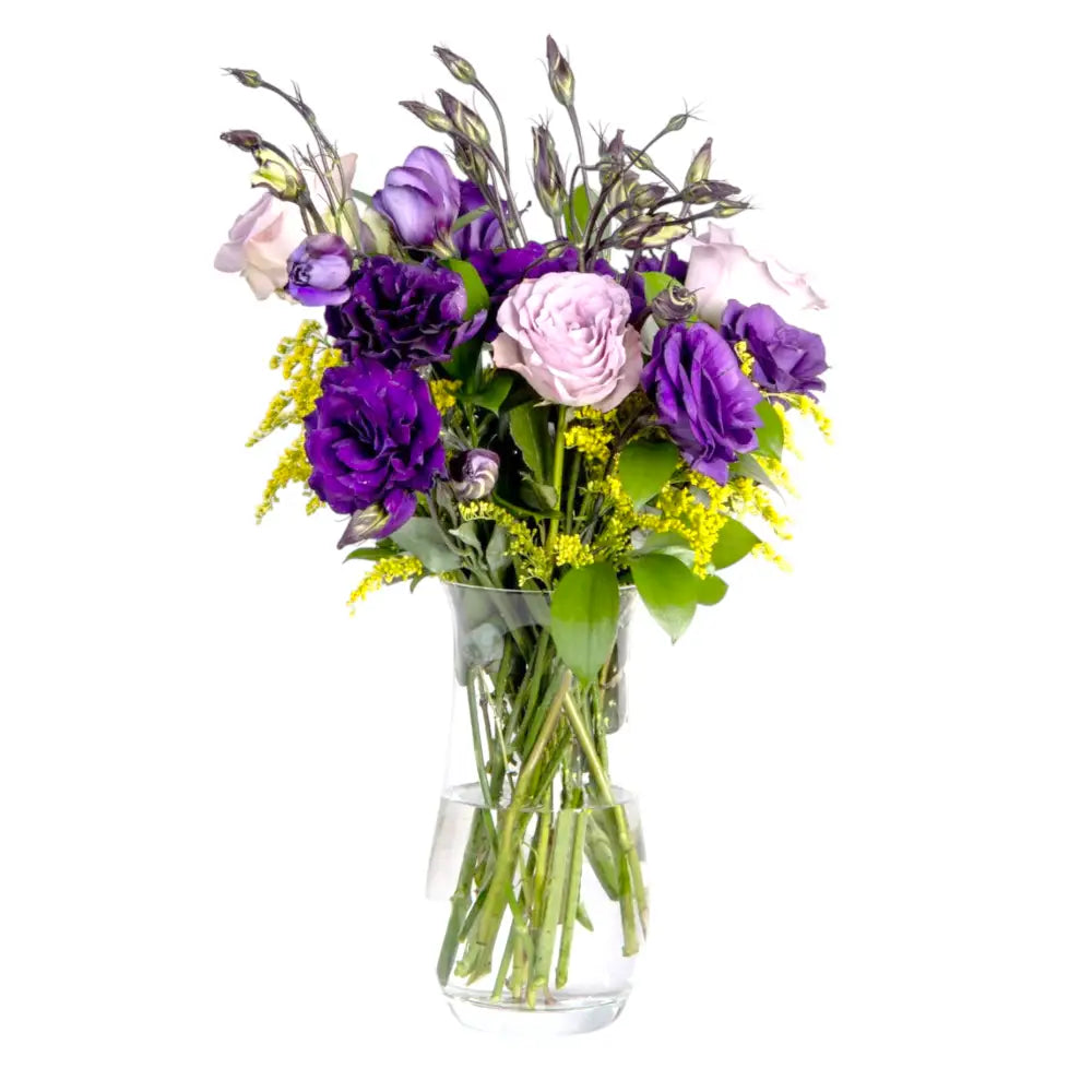 3 Adet Lila Gül ve Mor Lisyantus