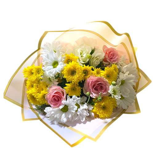 Pembe Gül ve Papatya Buketi