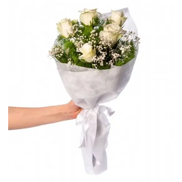 5 Adet Beyaz Gül Buketi