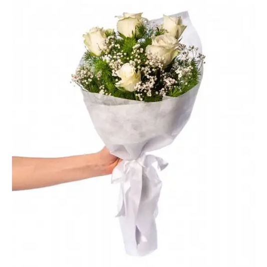 5 Adet Beyaz Gül Buketi