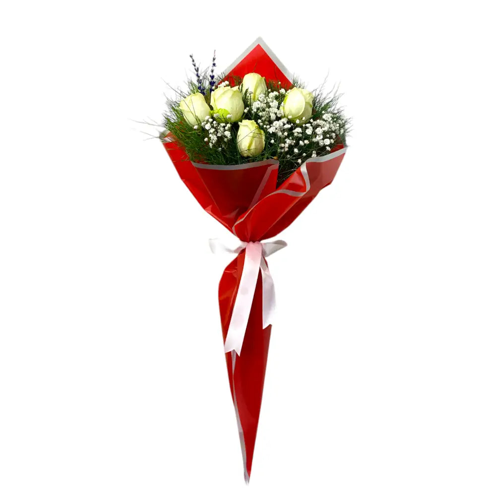 5 Adet Beyaz Gül Buketi