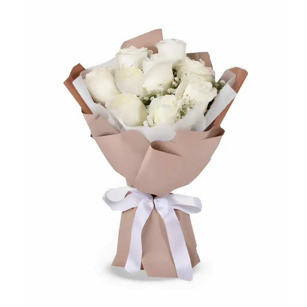 9 Adet Beyaz Gül Buketi