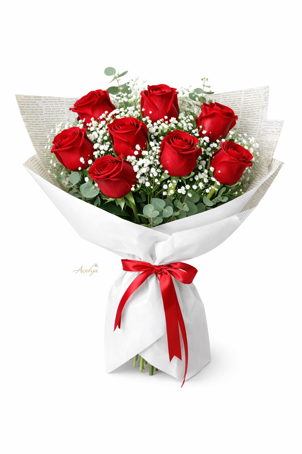 8 Adet Kırmızı Gül Buketi - Balıkesir Açelya Çiçekçilik