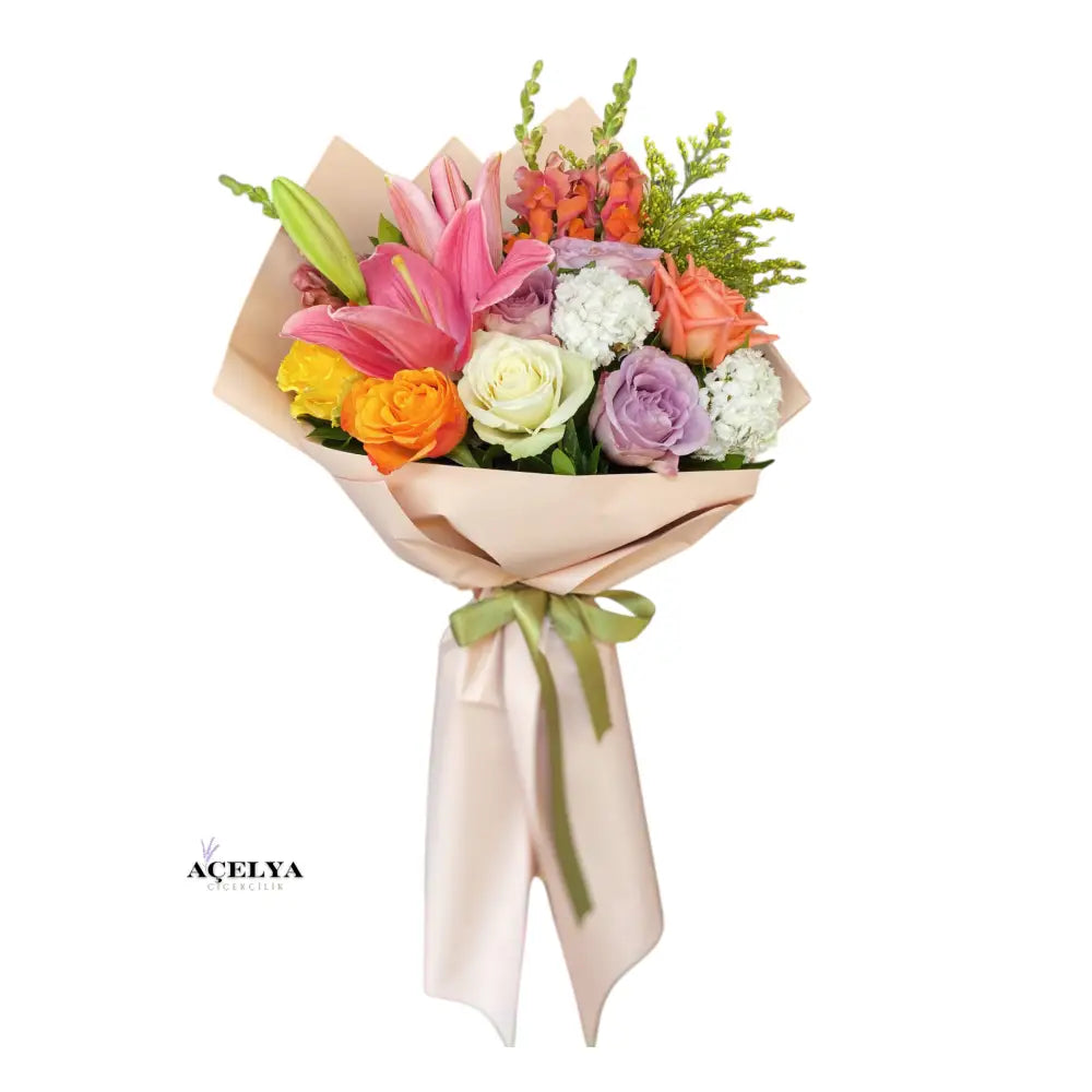 Lilyum ve Karışık Gül Buketi