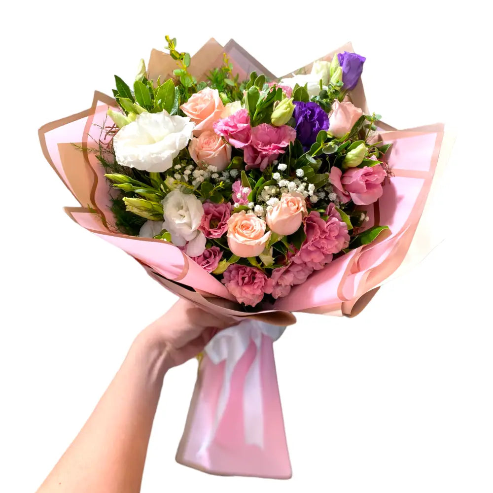 Pembe Gül ve Lisyantus Buketi