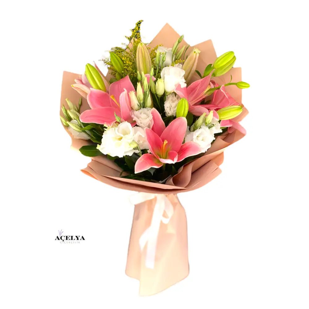 Pembe Lilyum ve Lisyantus - Balıkesir Açelya Çiçekçilik