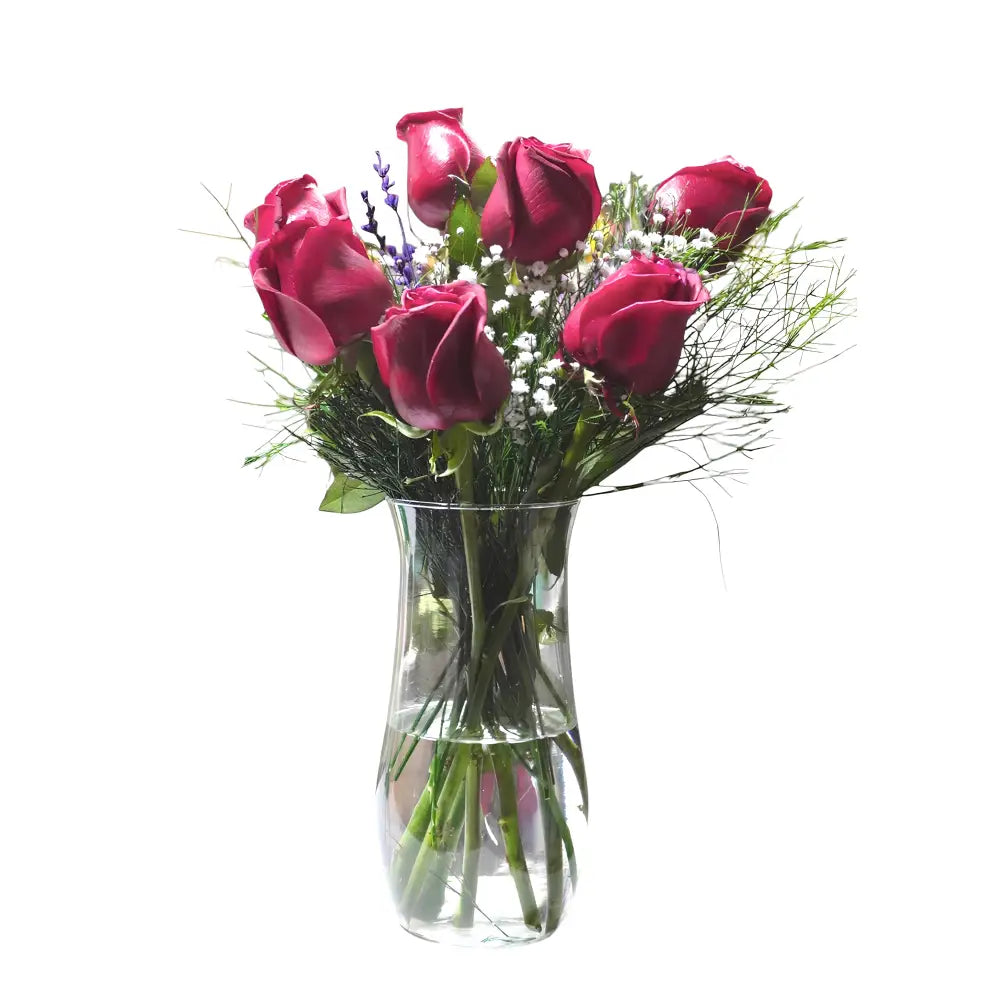 Vazoda 7 Adet Kırmızı Gül