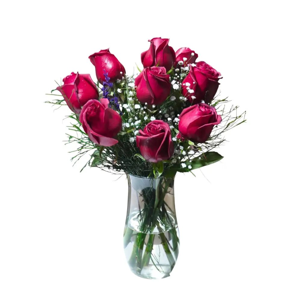 Vazoda 9 Adet Kırmızı Gül - Balıkesir Açelya Çiçekçilik