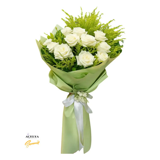 11 Adet Beyaz Gül Buketi