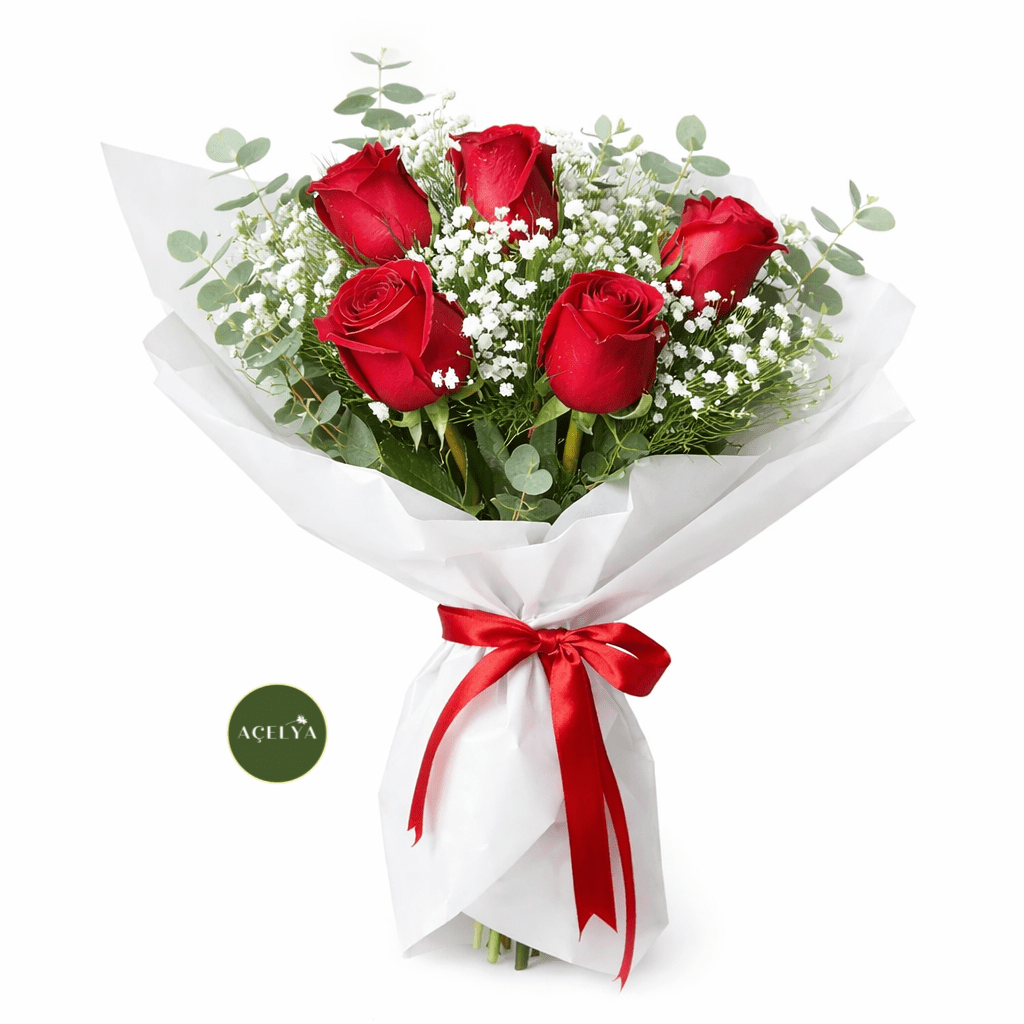 5 Adet Kırmızı Gül Buketi - Balıkesir Açelya Çiçekçilik