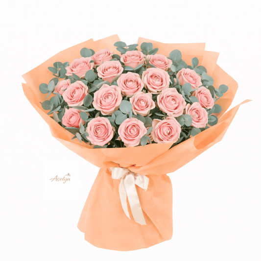 21 Adet ithal Pembe Gül Buketi - Balıkesir Açelya Çiçekçilik