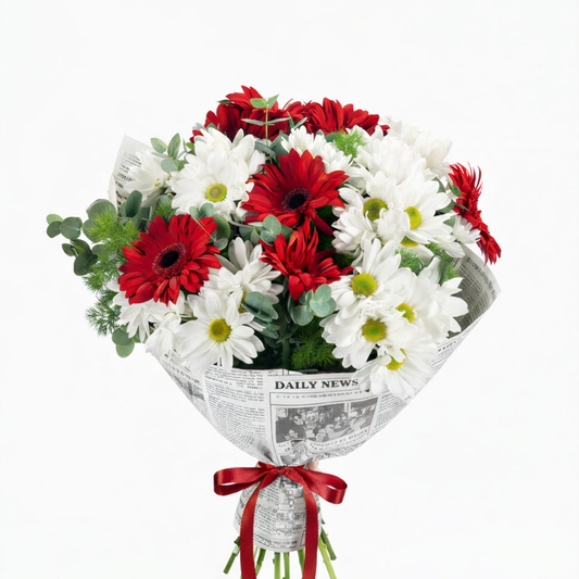 Papatya ve Kırmızı Gerbera Buketi