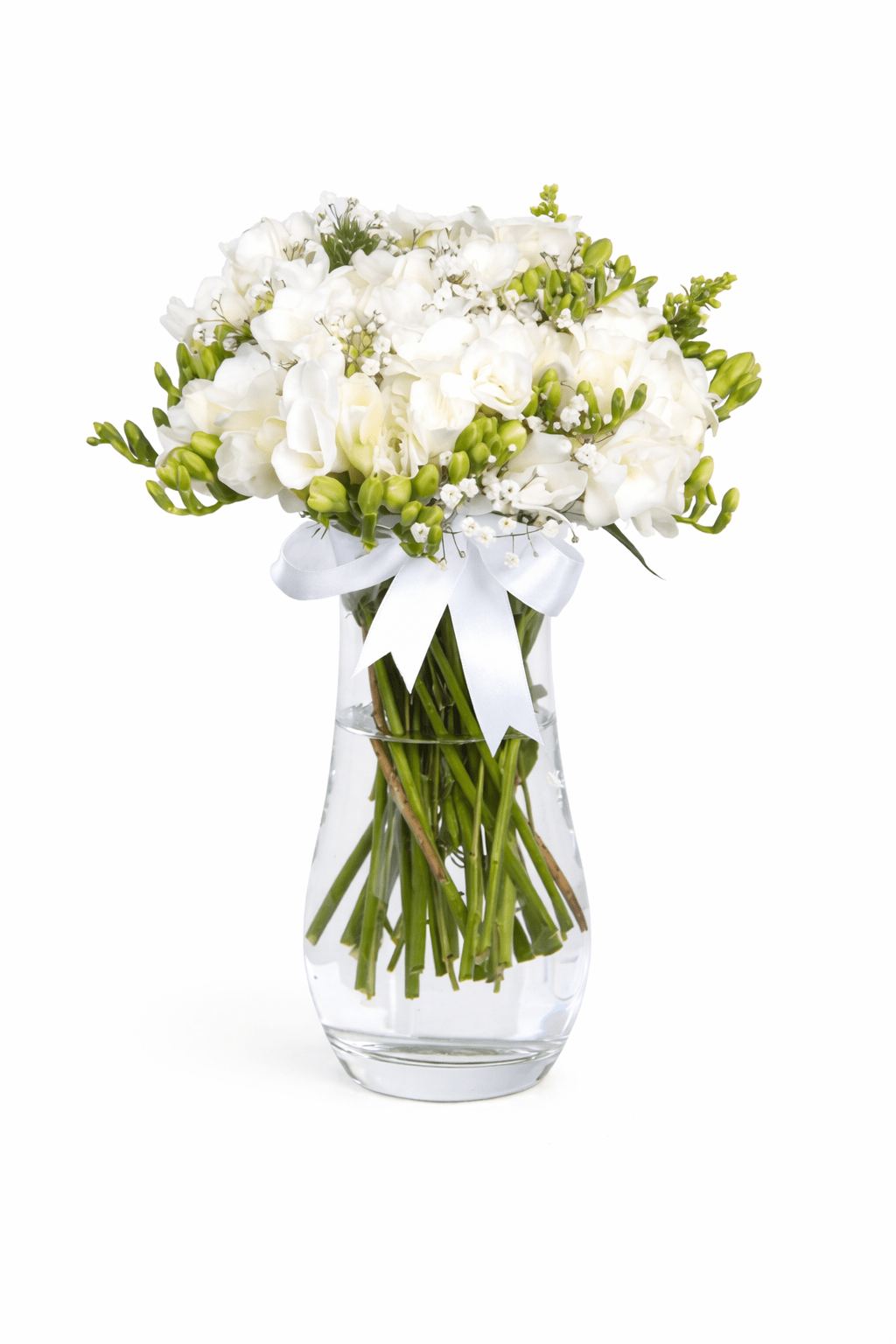 Cam Vazoda Beyaz Frezya - Balıkesir Açelya Çiçekçilik