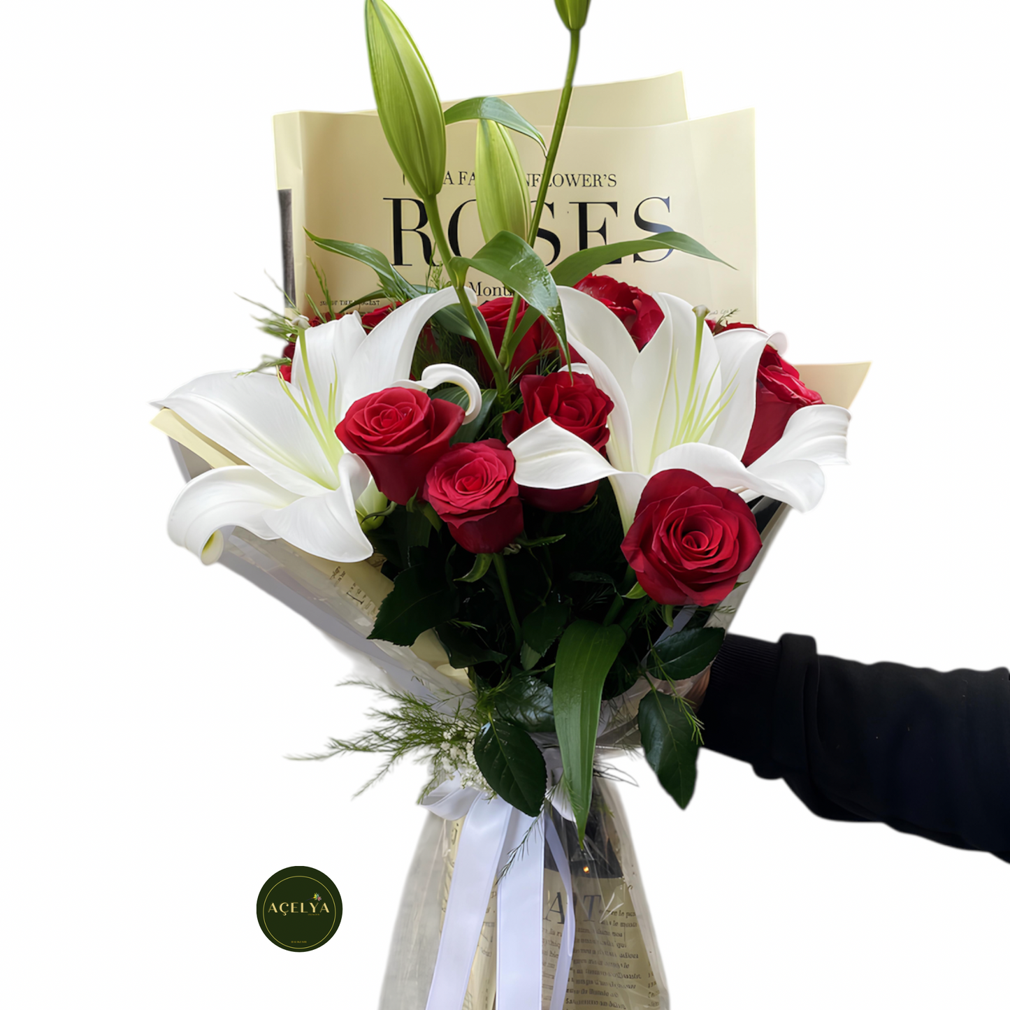 Lilyum ve 15 Adet Gül Buketi