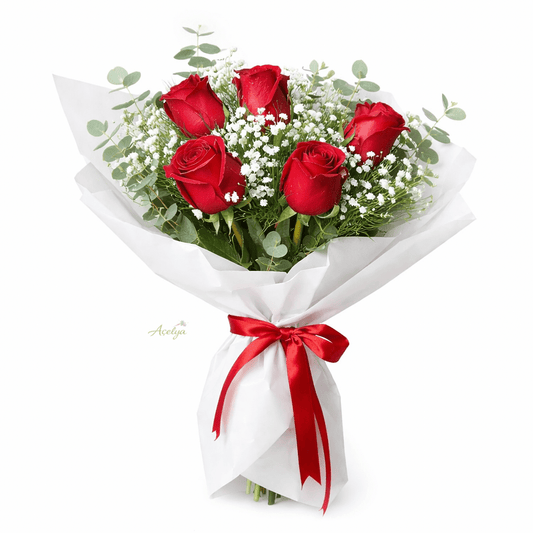 5 Adet Kırmızı Gül Buketi - Balıkesir Açelya Çiçekçilik
