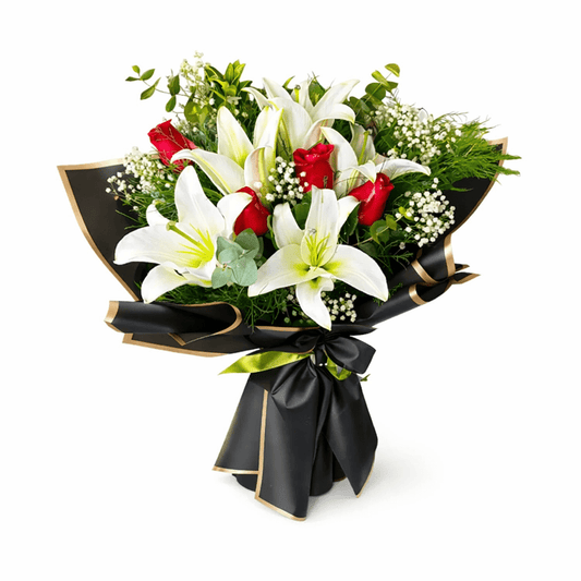 4 Adet Kırmızı Gül ve Lilyumlar - Balıkesir Açelya Çiçekçilik