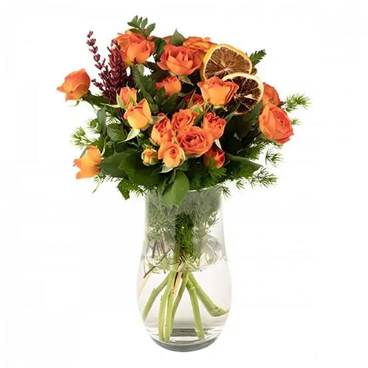Vazoda Turuncu Çardak Gül